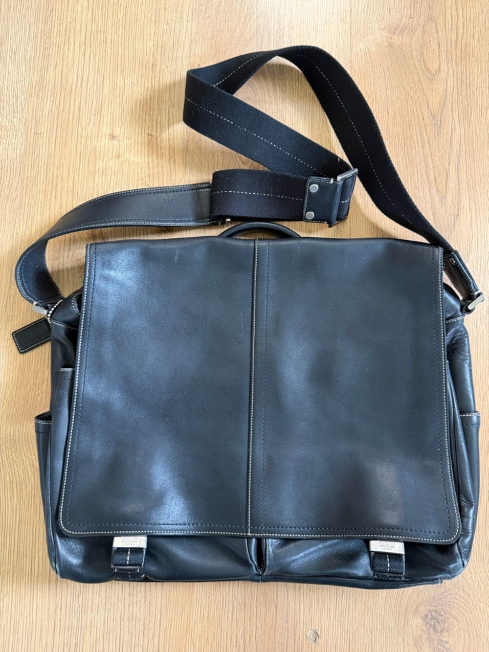 Coach Black Leather Messenger Bag Briefcase Laptop Crossbody